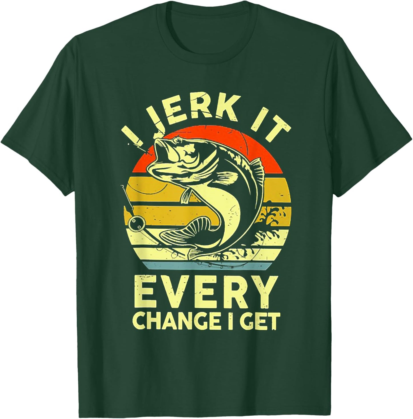 I Jerk It Every Chance I Get Funny Fishing Retro Vintage , Small, Black T-Shirt - T-Shirt | Forest