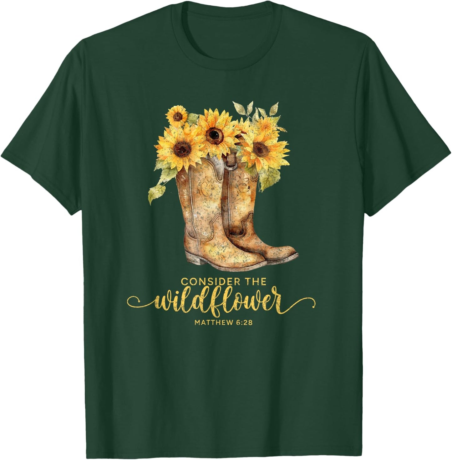 Christian Cowgirl Western Cowboy Sunflower Boots T-Shirt - T-Shirt | Forest