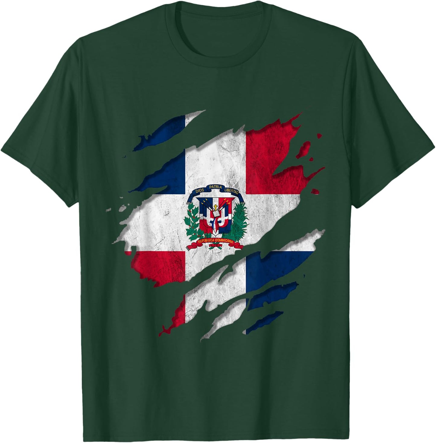 Coat of Arms Republica Dominicana Rip Reveal Dominican Flag T-Shirt - T-Shirt | Forest