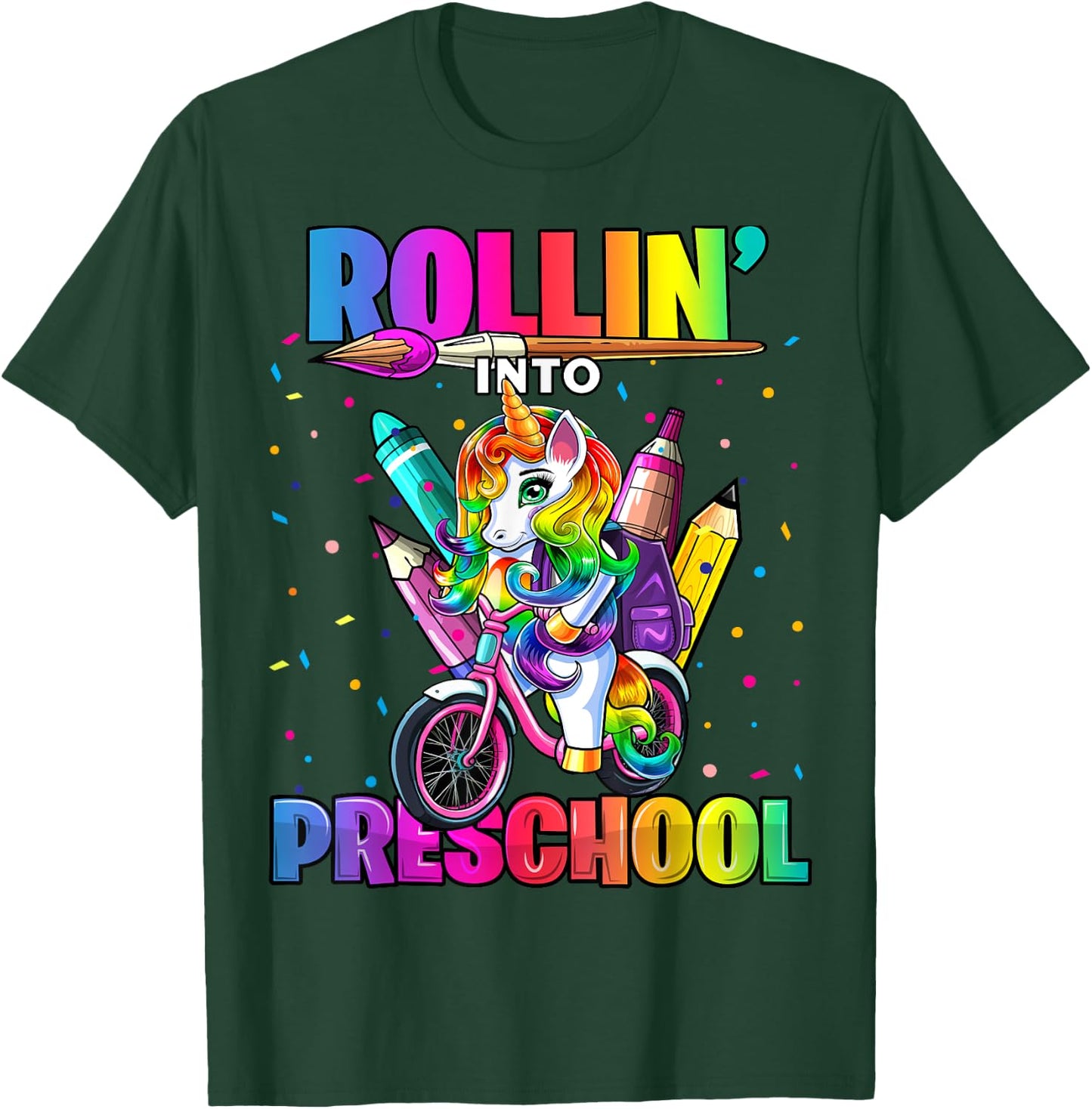 Preschool Unicorn Back to School First Day of School Girls T-Shirt - T-Shirt | Forest