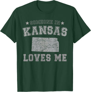 Someone In Kansas Loves Me Heart Vintage State T-Shirt - T-Shirt | Forest