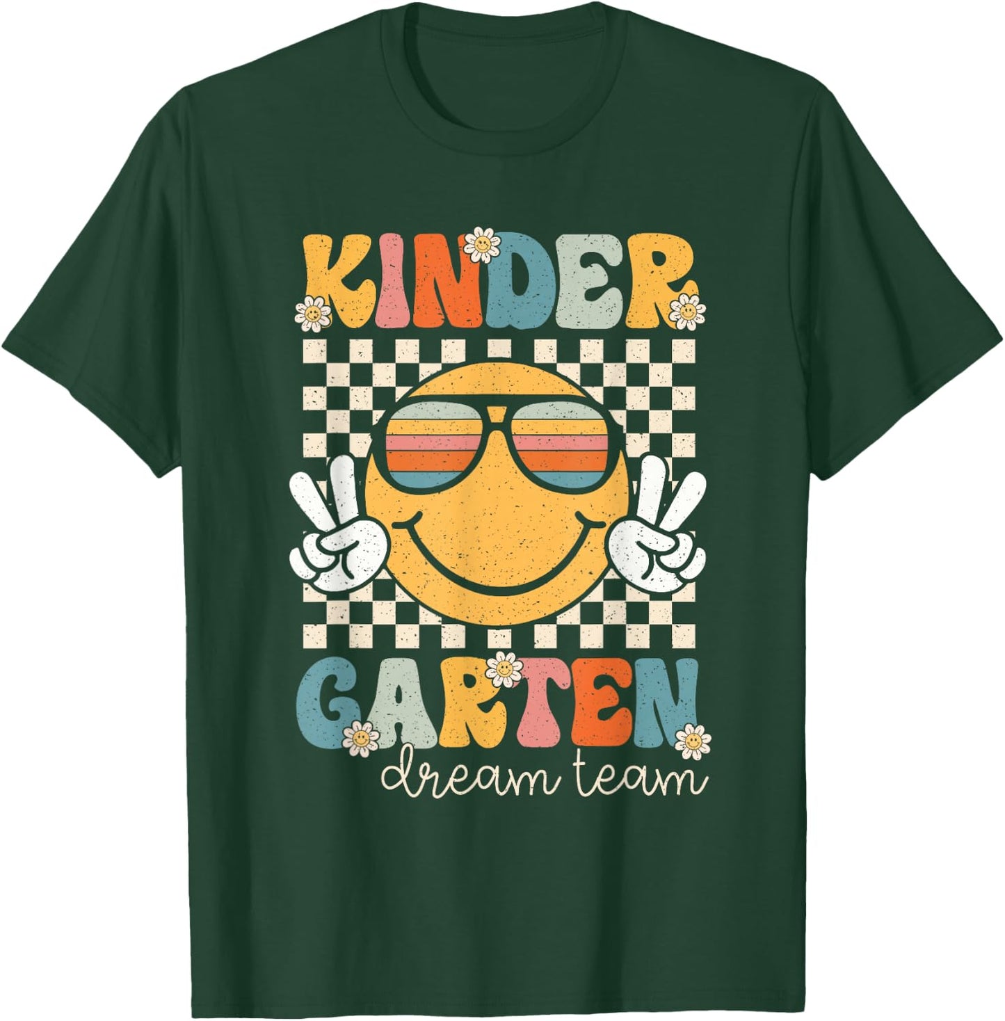 KinderGarten Dream Team Smile Retro Back To School Kinder T-Shirt - T-Shirt | Forest
