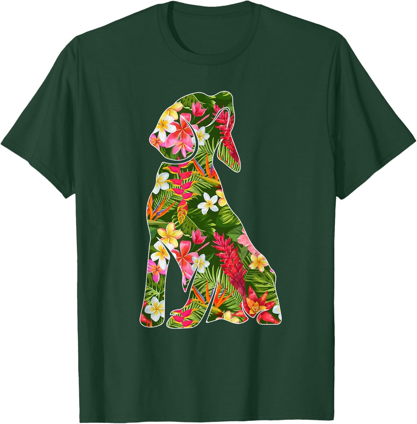 Funny Silhouette Of Beagle Dog Hawaiian Floral Summer Vibes Women Kids T-Shirt - T-Shirt | Forest
