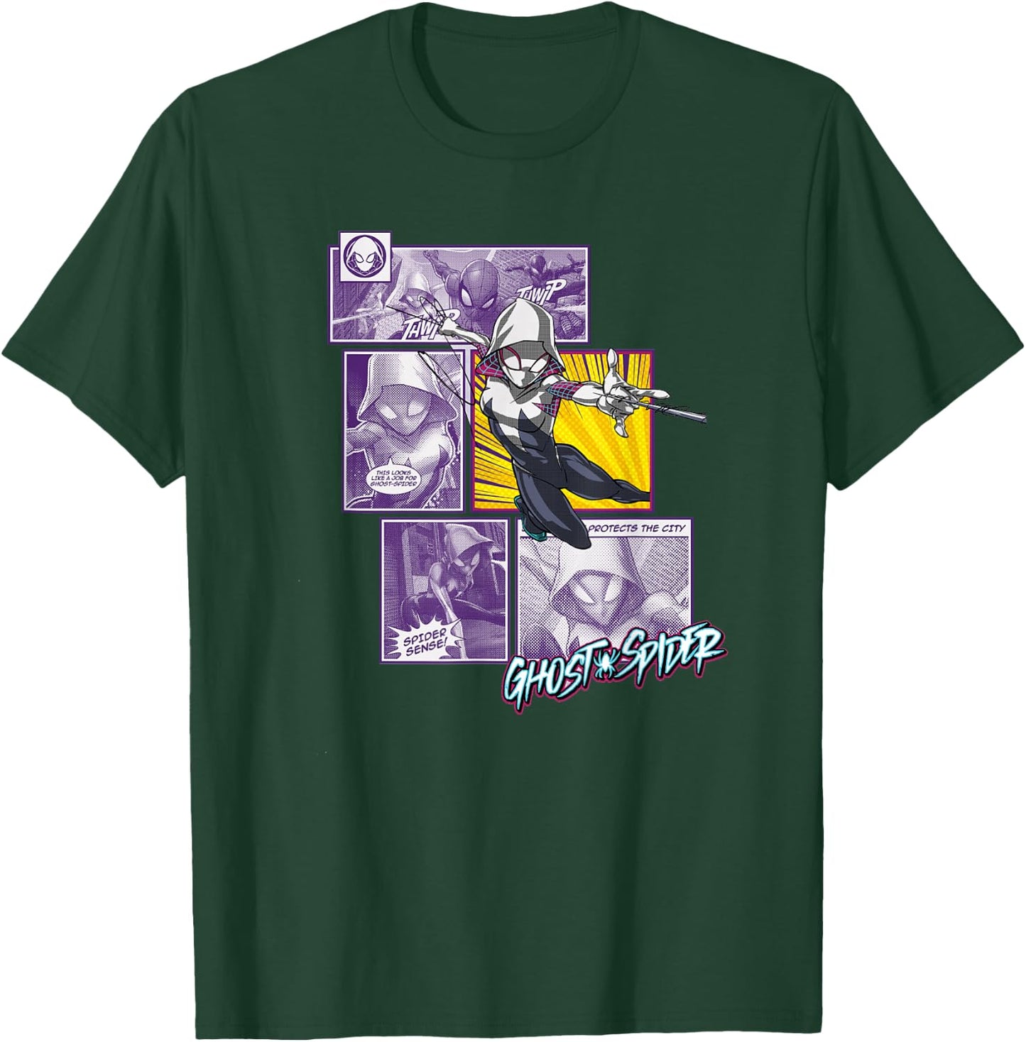 Marvel Comics Spider-Gwen Ghost-Spider Comic Panel T-Shirt - T-Shirt | Forest