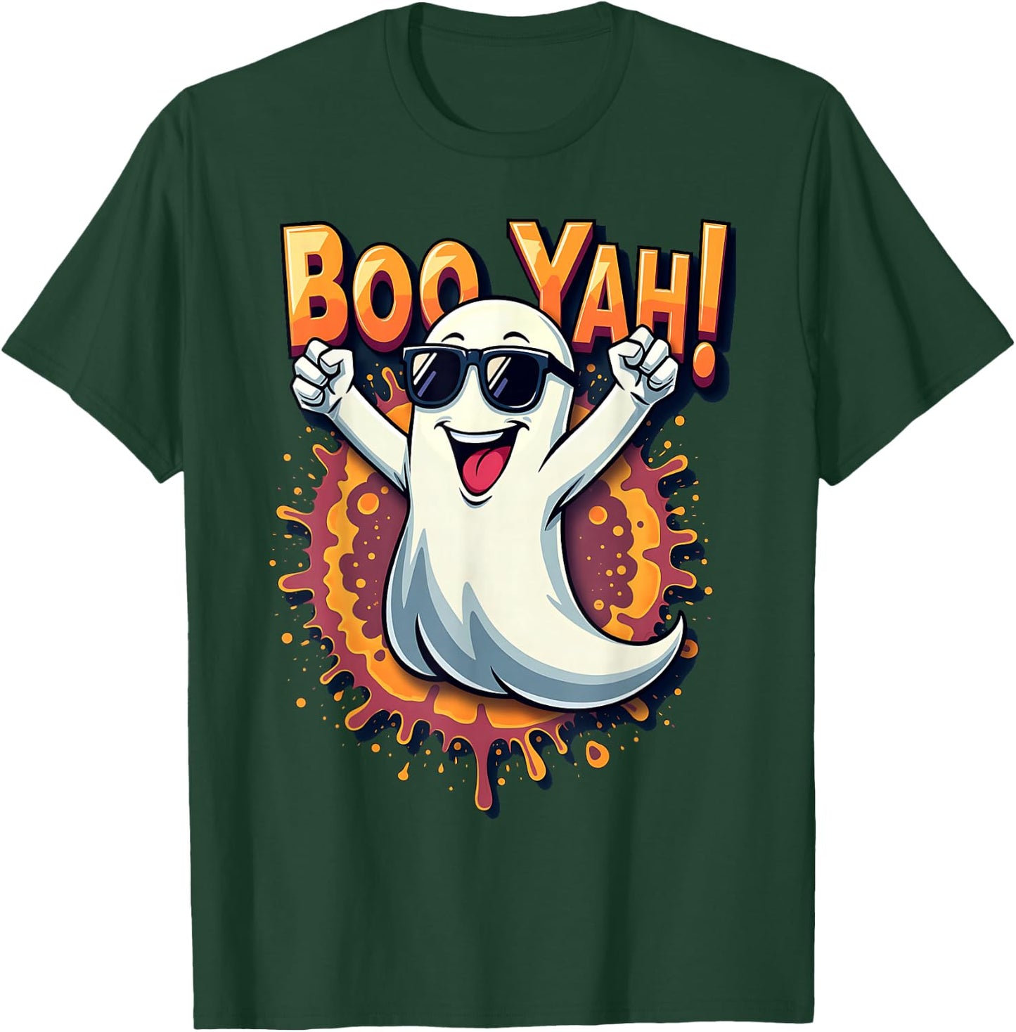 Funny Cool Boo Yah Booyah Rocking Ghost Spooky Boo Halloween T-Shirt - T-Shirt | Forest