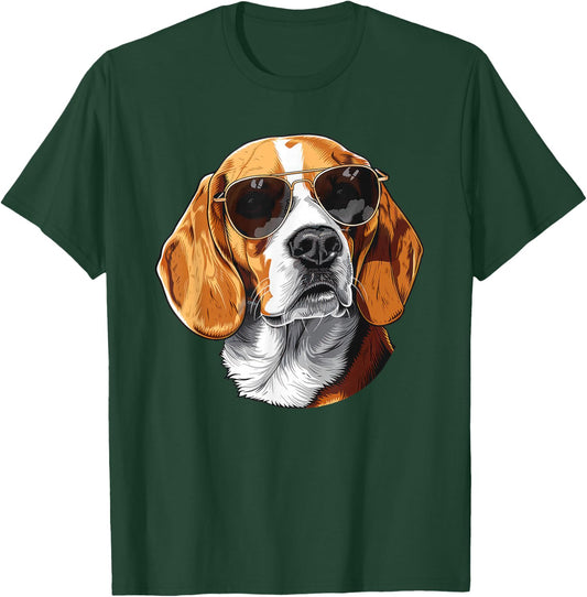 Beagle Dog Sunglasses Men Women Girls Kids T-Shirt - T-Shirt | Forest