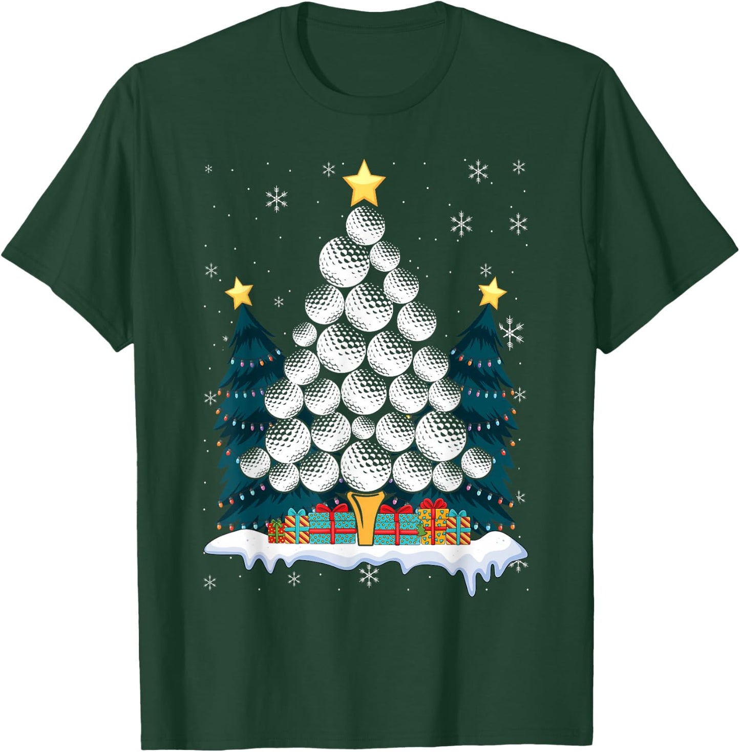 Golf Balls Christmas Tree Xmas Golfing Golfer Christmas Golf T-Shirt - T-Shirt | Forest