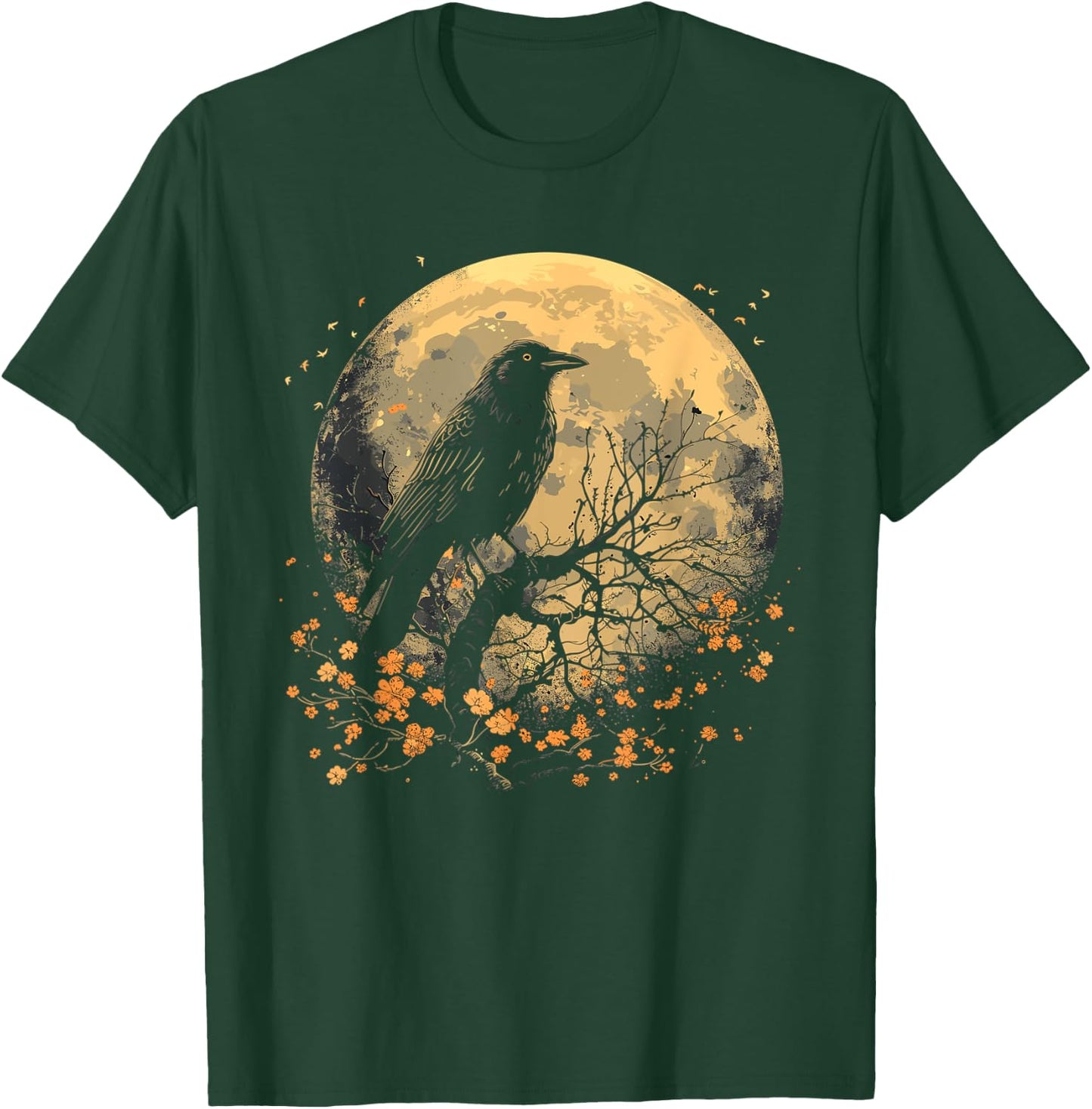 Black Raven Nature Art Crow Moon T-Shirt - T-Shirt | Forest