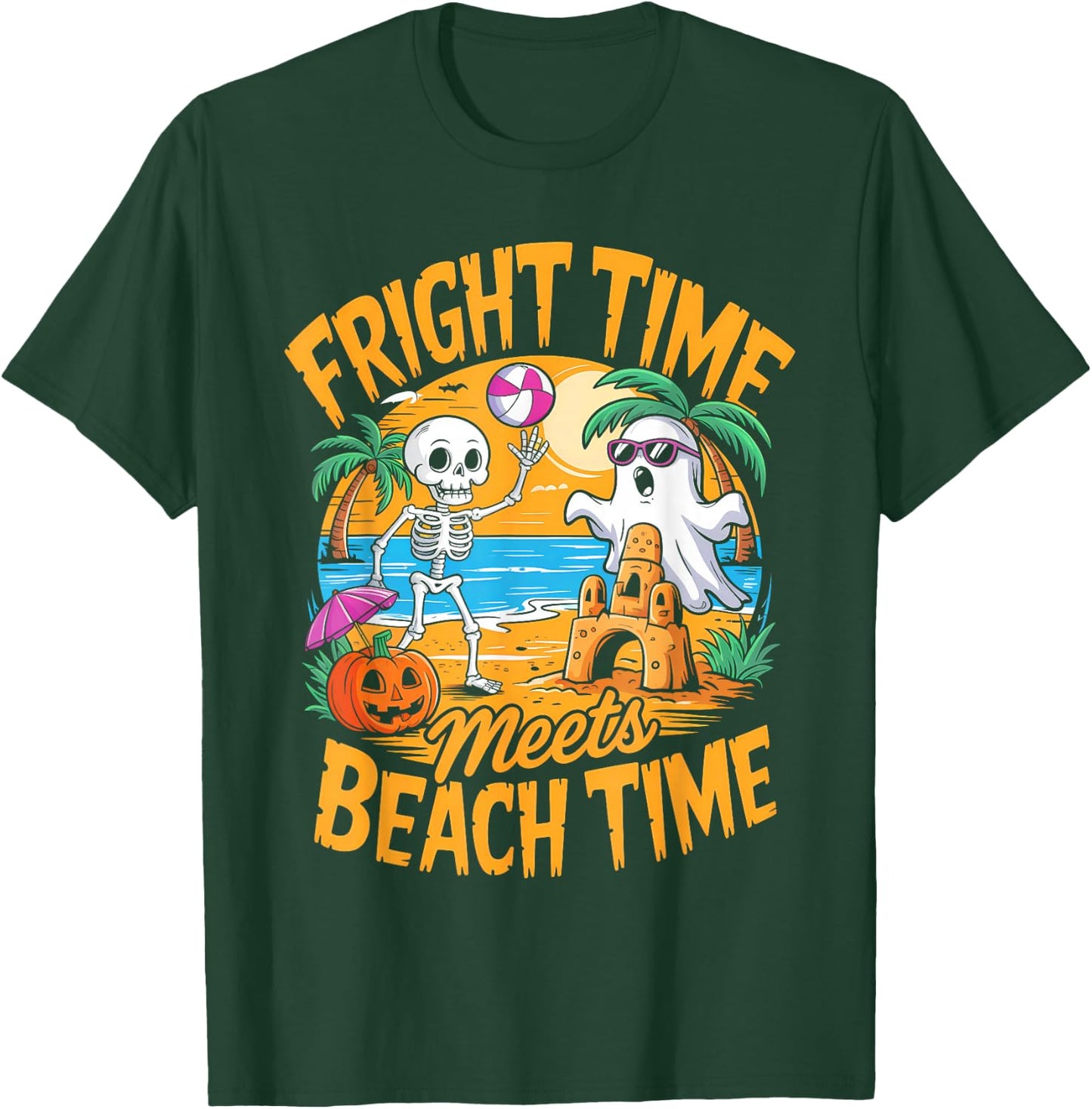 Cute Summerween Ghost Funny Beach Halloween T-Shirt - T-Shirt | Forest