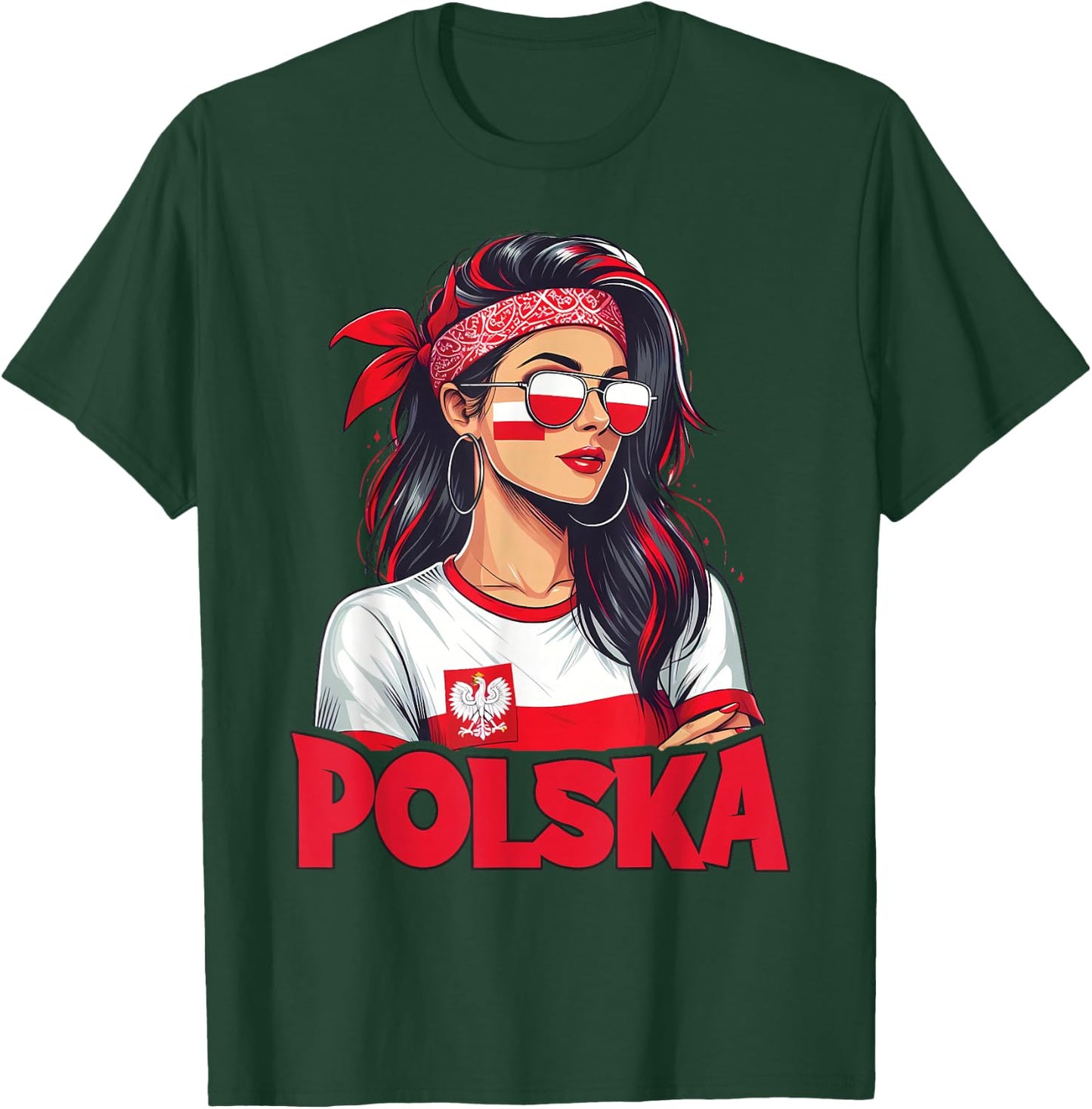 Poland Flag Woman Sunglasses Girls Polska T-Shirt - T-Shirt | Forest