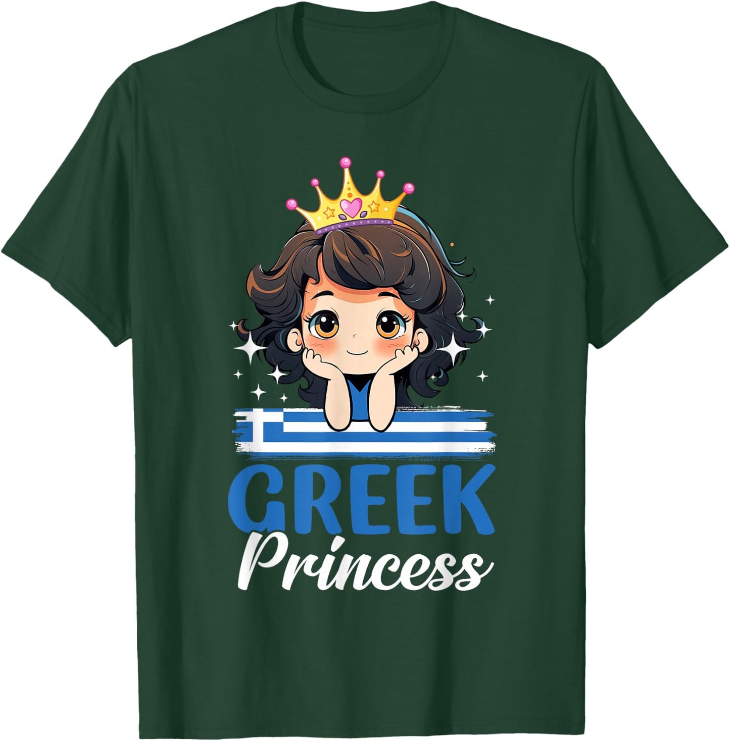 Greek Princess Greece Girl Cute Greek Flag T-Shirt - T-Shirt | Forest
