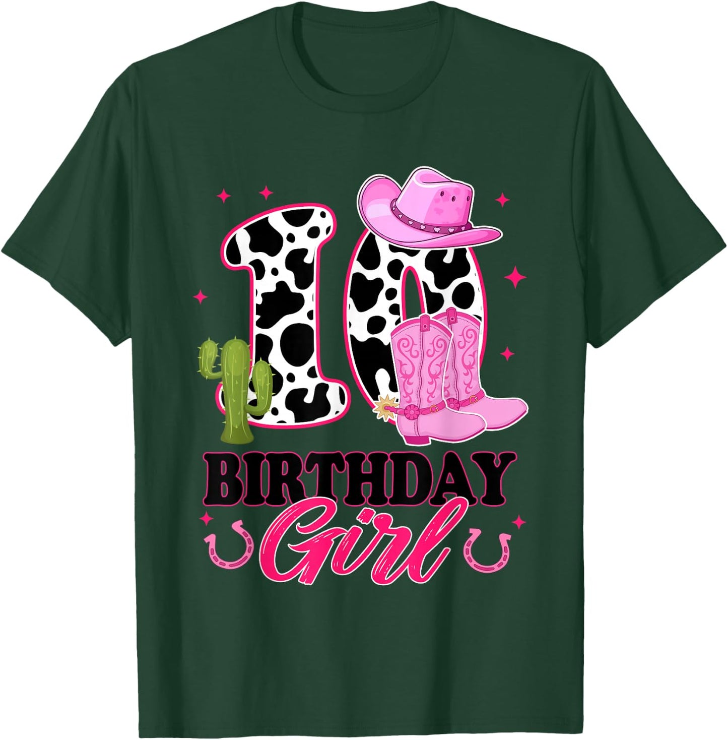 10th Birthday Girl Rodeo Western 10 Year Old Cowgirl T-Shirt - T-Shirt | Forest