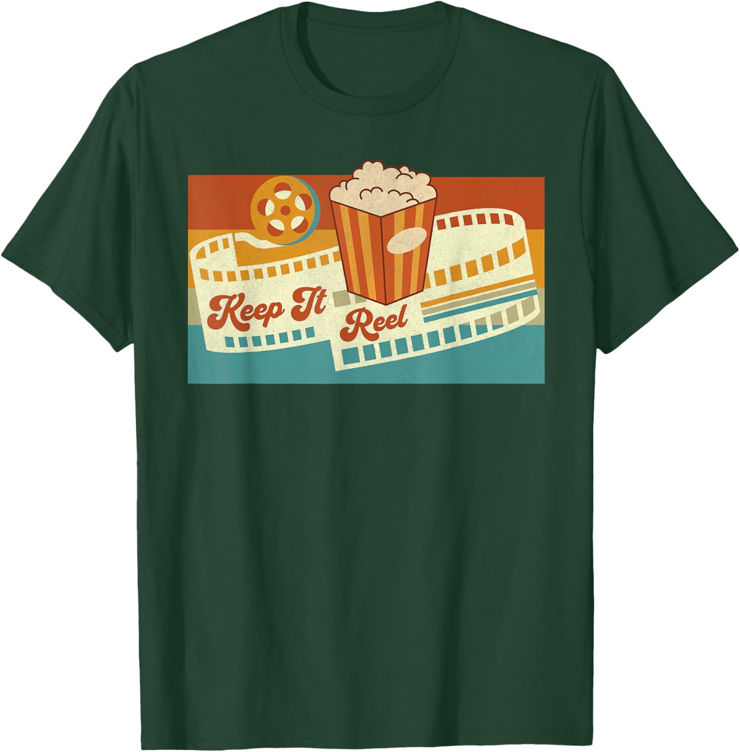 Keep It Reel Movie Theater Film Buff Cinephile Filmmaker 70s T-Shirt - T-Shirt | Forest