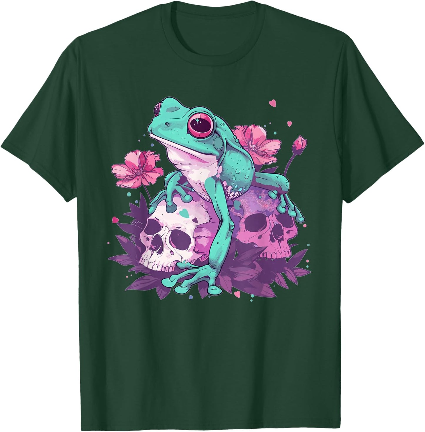 Cute Pastel Goth Frog , Small, Black T-Shirt - T-Shirt | Forest