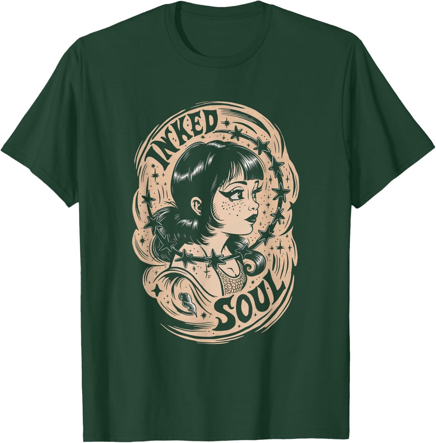 Inked Soul Vintage Tattoo Goth Girl T-Shirt - T-Shirt | Forest