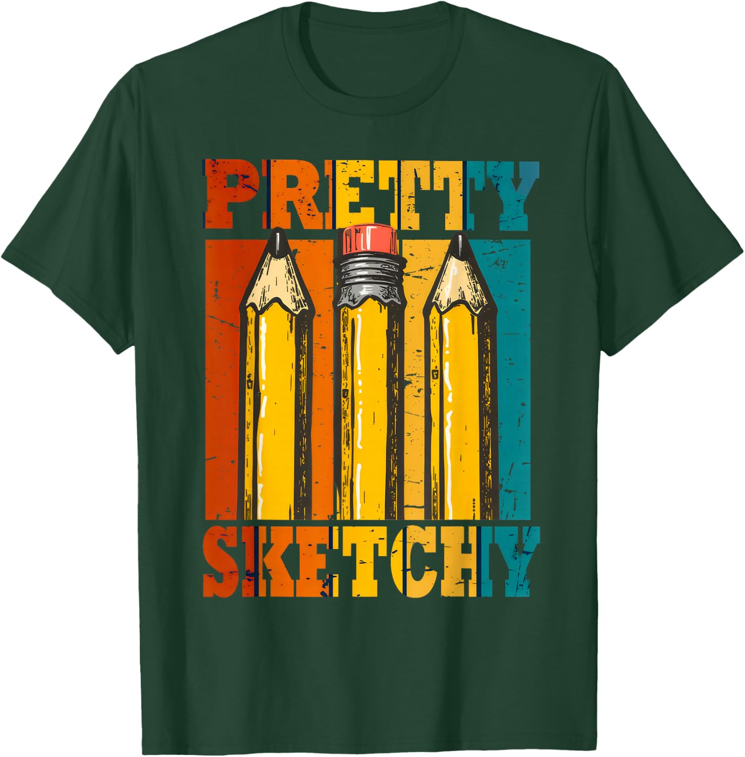 Pretty Sketchy Pencils Sketch Sketching Paint T-Shirt - T-Shirt | Forest