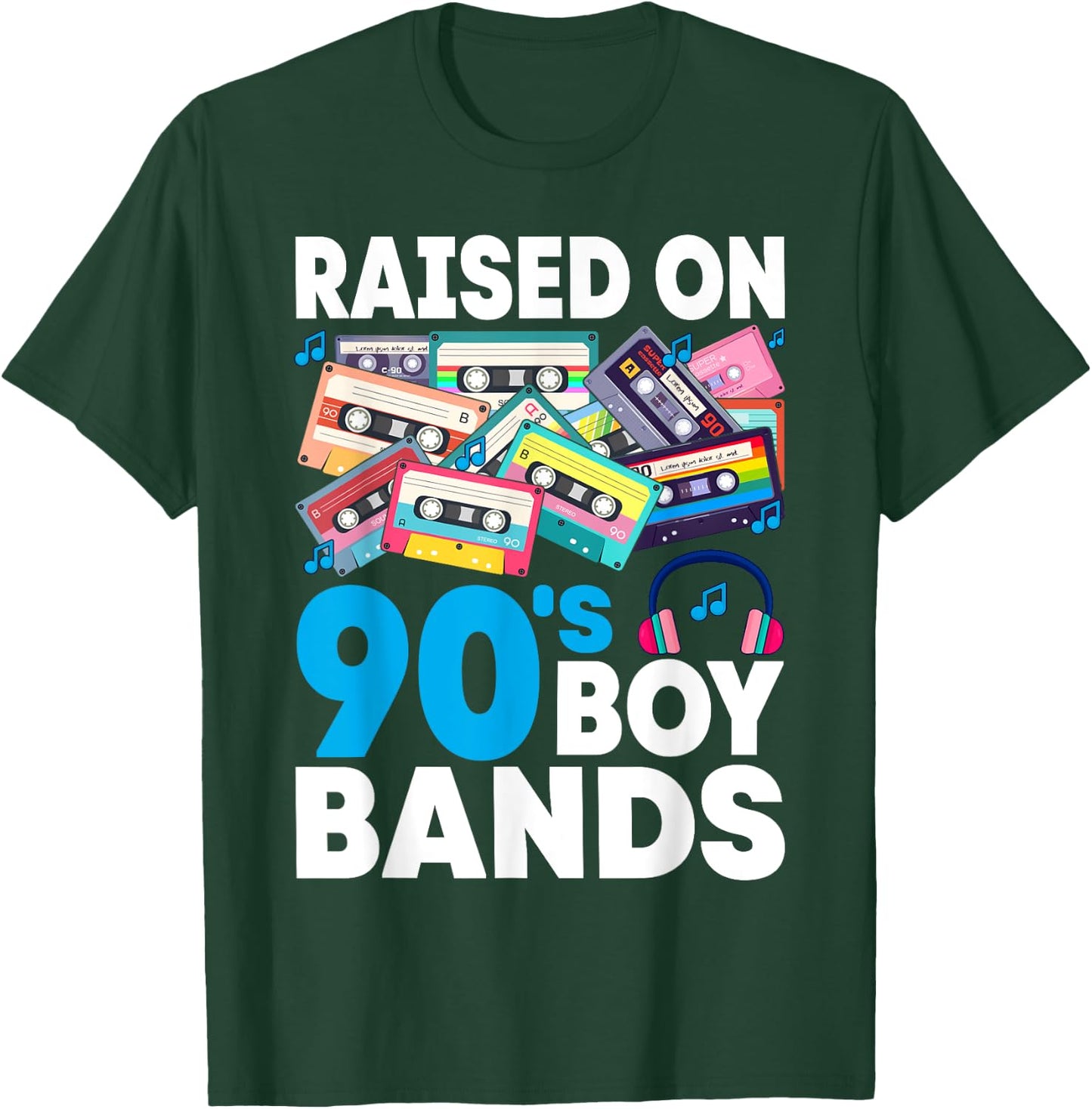 Raised On 90s Boy Bands Cassette Tape Retro T-Shirt - T-Shirt | Forest