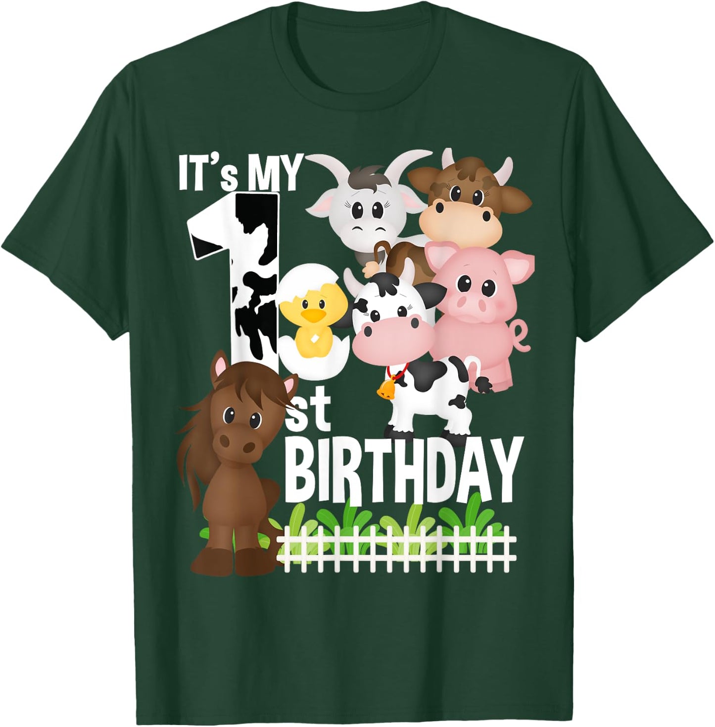 It's My 1st Birthday Party Farm Animals Barnyard Theme Bday T-Shirt - T-Shirt | Forest