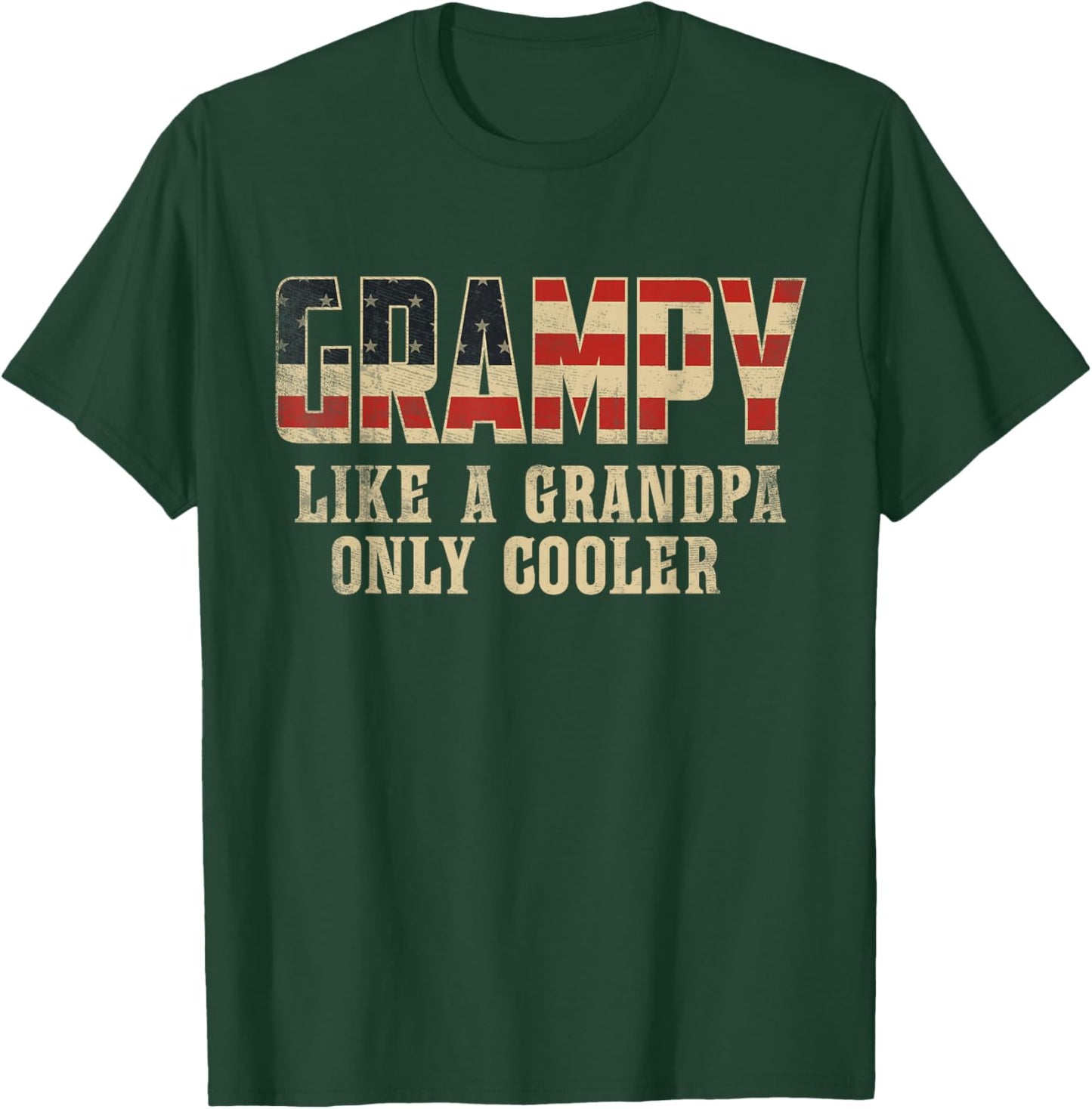 Grampy Like A Grandpa Only Cooler Vintage American Flag T-Shirt - T-Shirt | Forest