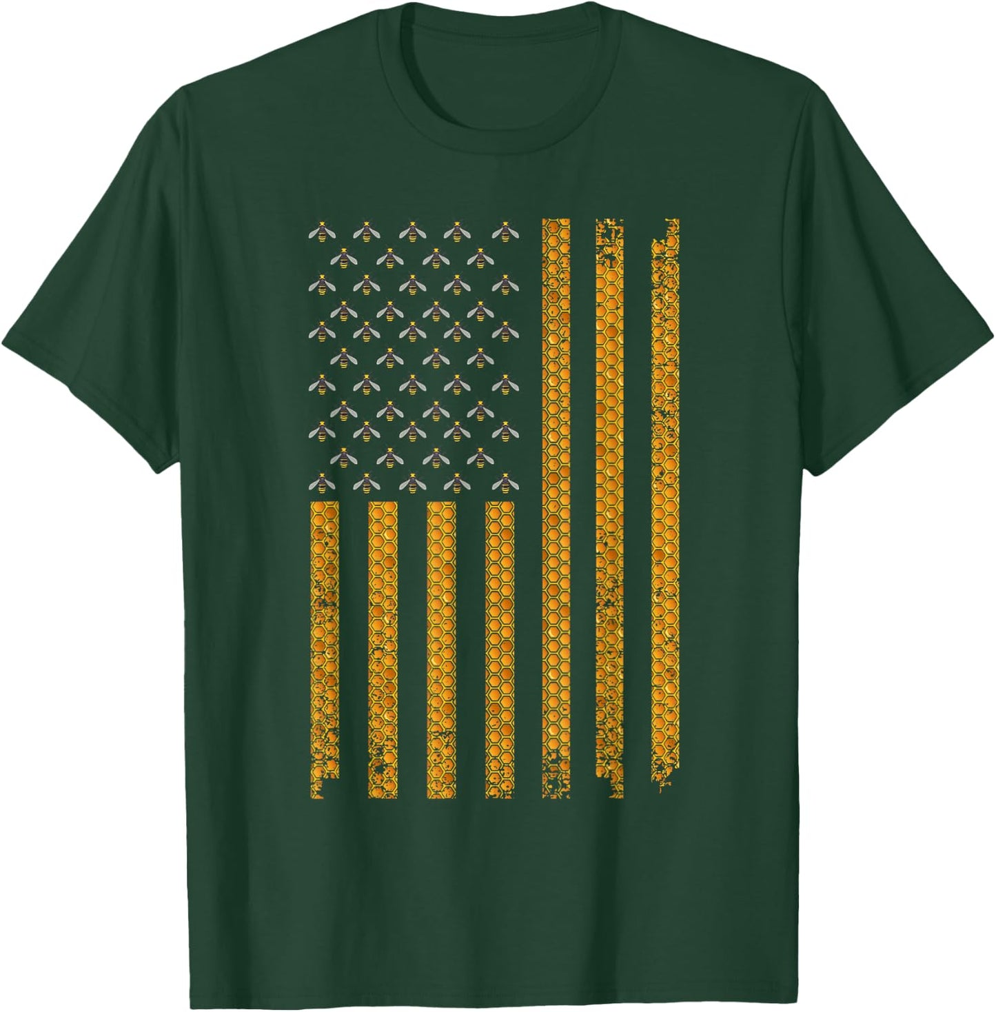 Cool Bee Keeper Art Women US Flag Honey Beekeeping T-Shirt - T-Shirt | Forest