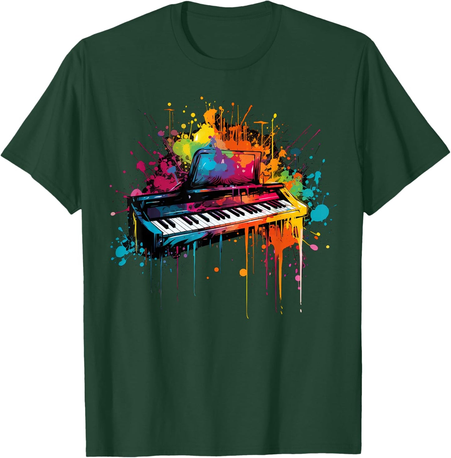 Keyboard instrument on colorful painted Keyboard T-Shirt - T-Shirt | Forest
