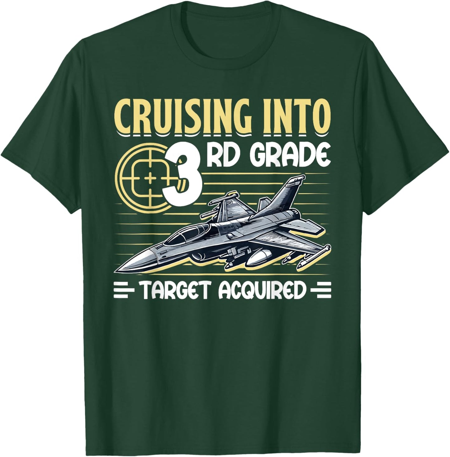 Cruising Into 3rd Grade Jet Fighter First Day Back To School T-Shirt - T-Shirt | Forest