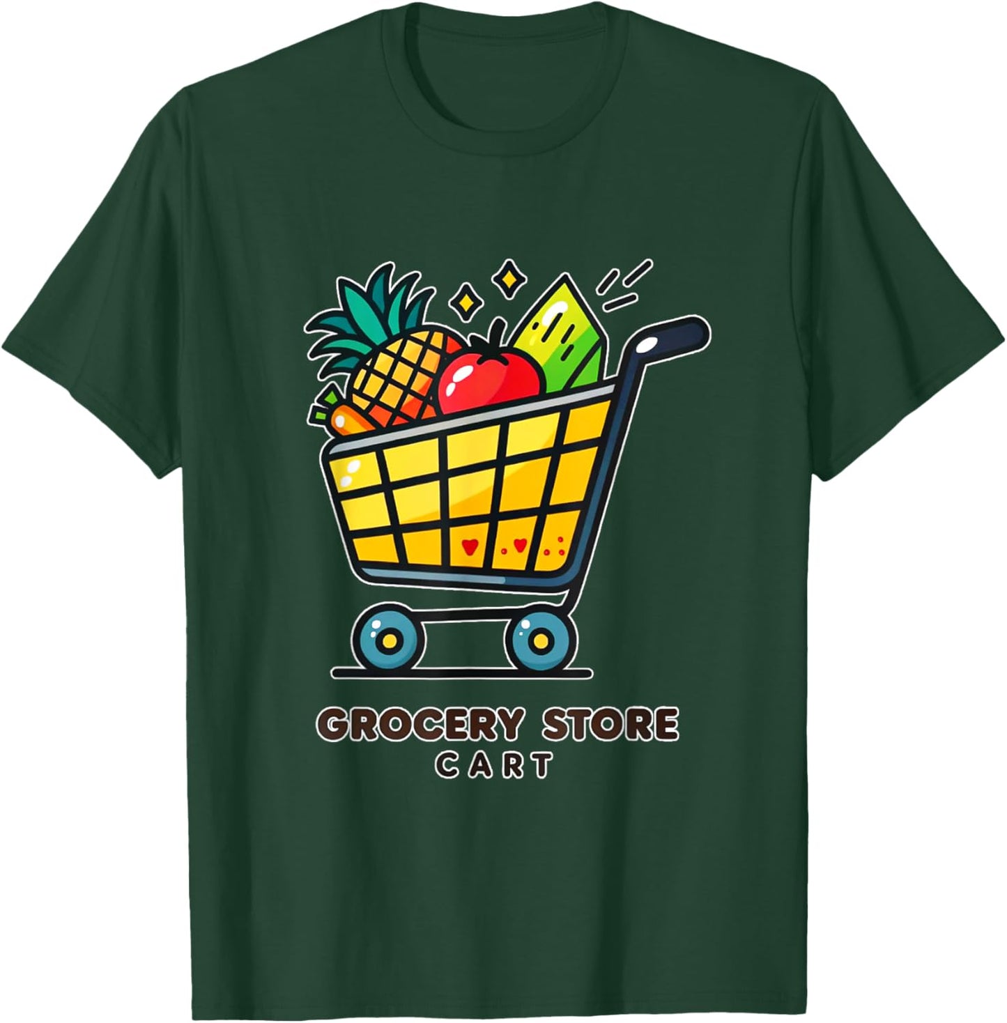 Bright Grocery Store Cart with Food T-Shirt - T-Shirt | Forest