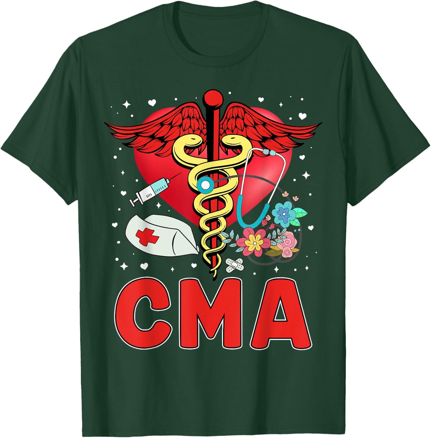 Cute CMA Shirt Caduceus Stethoscope Heartbeat T-Shirt - T-Shirt | Forest
