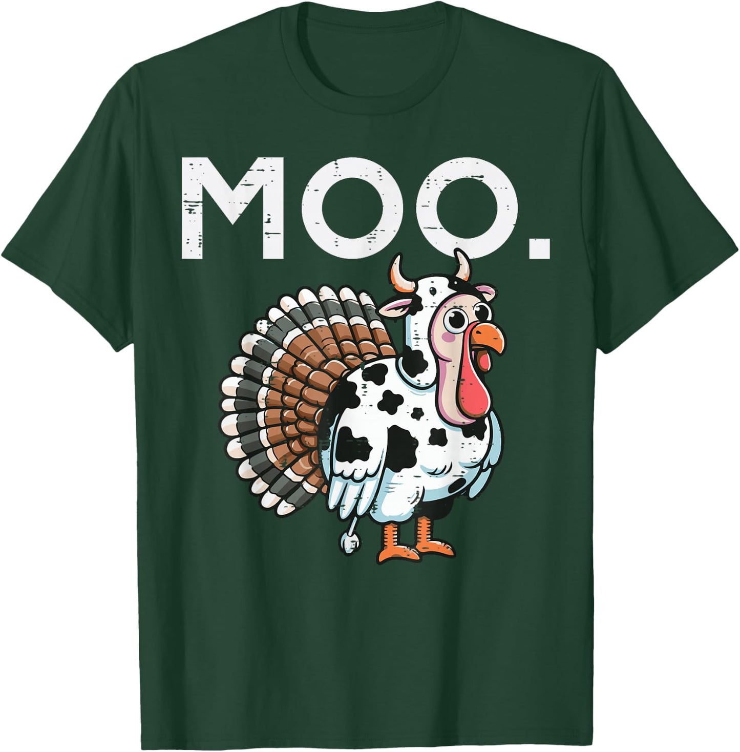 Thanksgiving Moo Turkey Cow Funny Fall Farm Men Women Kids T-Shirt - T-Shirt | Forest