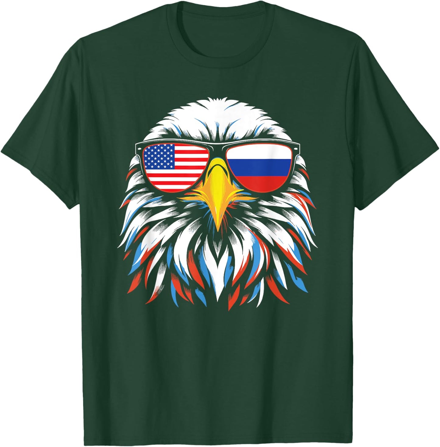 Russia USA Flag Half Russian American Patriotic Eagle Kids Men T-Shirt - T-Shirt | Forest