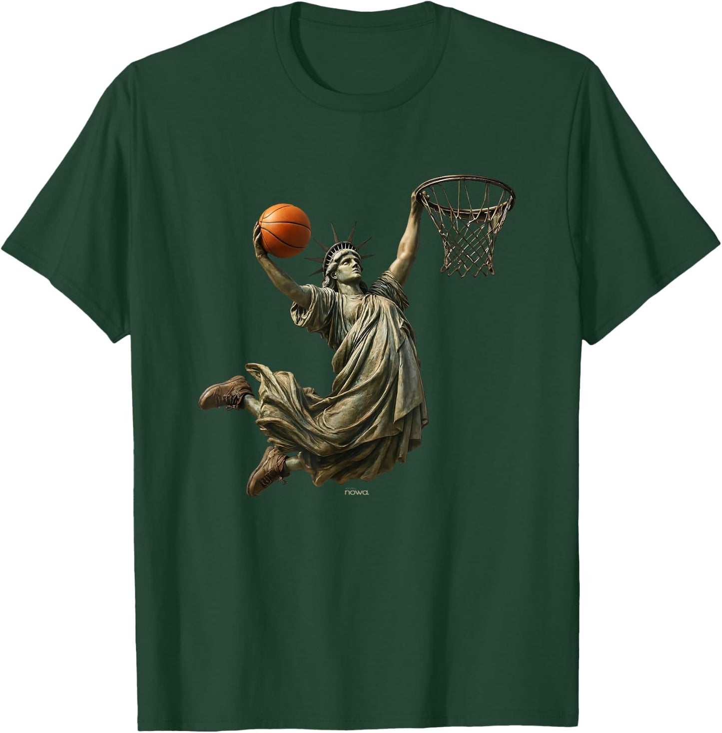Lady Liberty Basketball - SLAM Dunk ONE Hand ON The Rim T-Shirt - T-Shirt | Forest