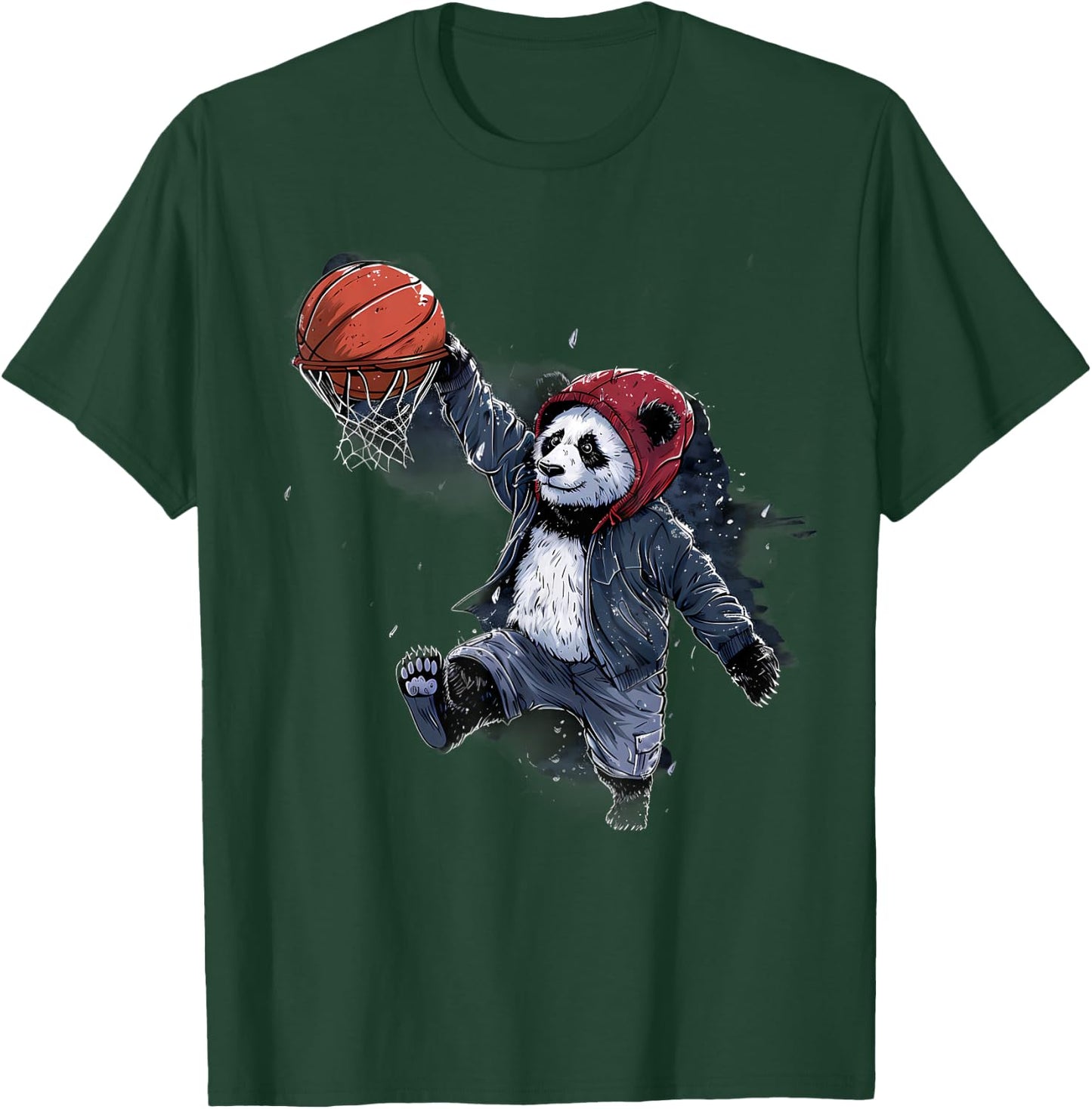 Basketball Slam Dunk Panda Bear Artwork Basketball Lover T-Shirt - T-Shirt | Forest
