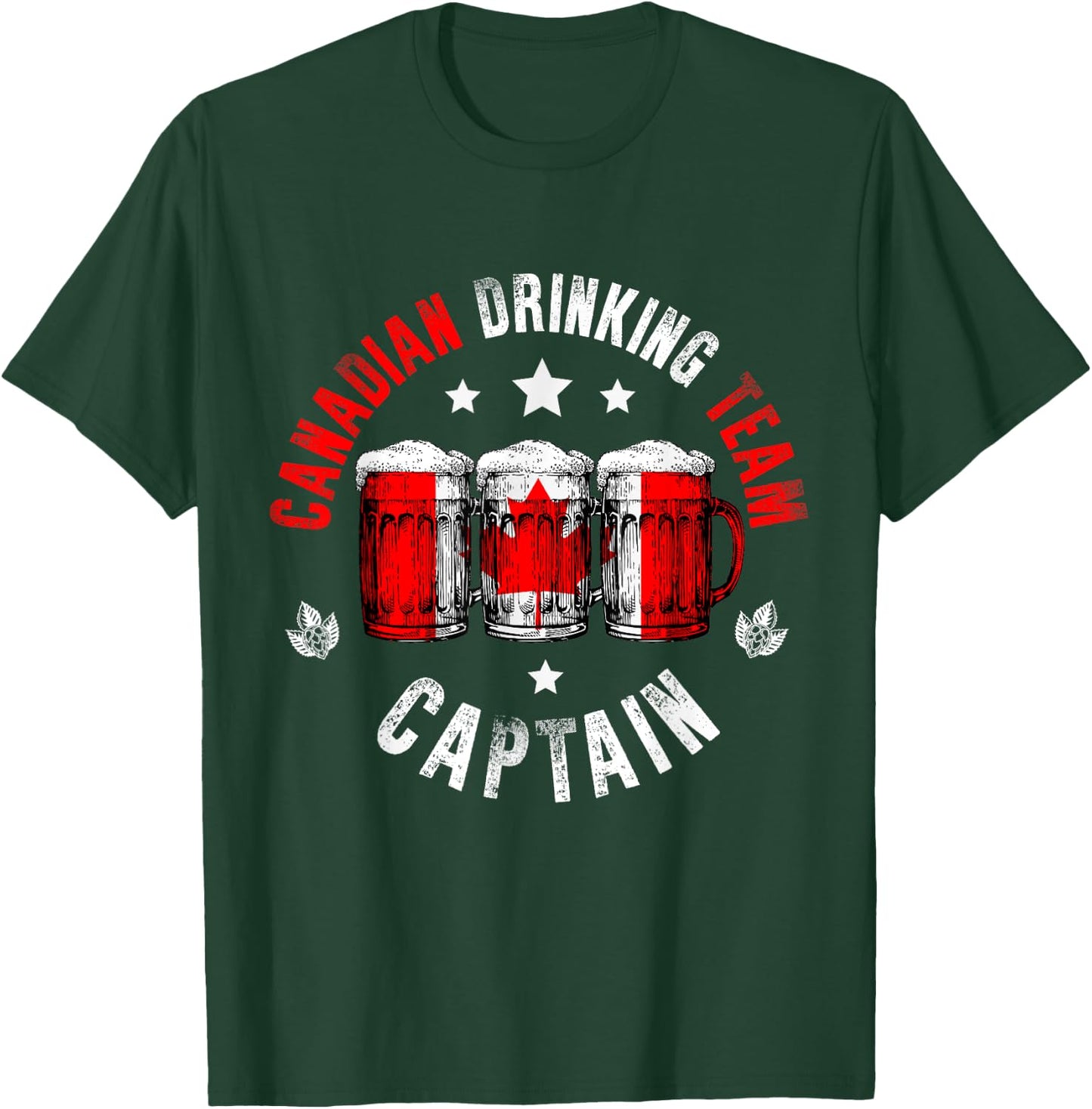 Drink Beer Can Canada Flag Funny Drinking Canadian Team T-Shirt - T-Shirt | Forest