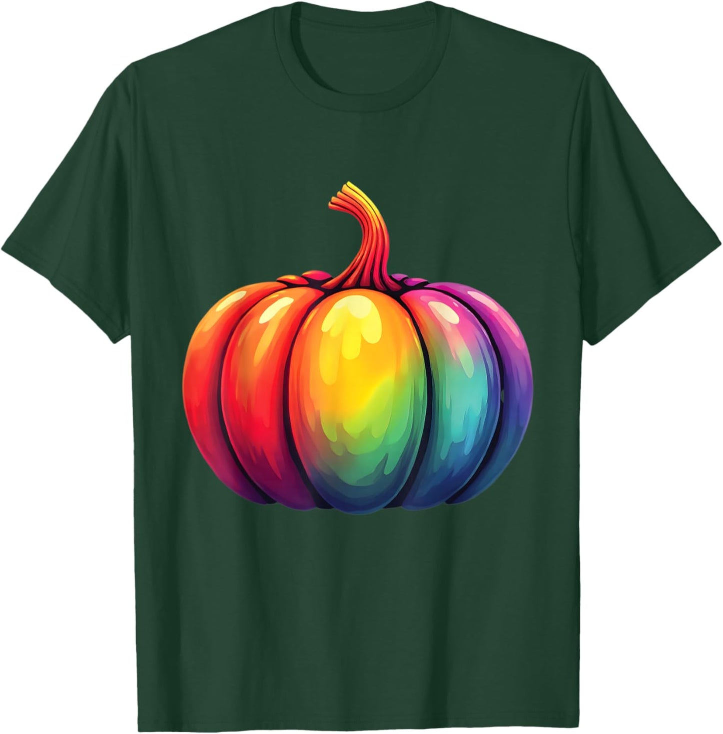 Vibrant Rainbow Pumpkin Graphic T-Shirt - T-Shirt | Forest