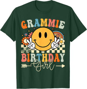 Grammie Of The Birthday Girl Groovy Retro Vintage T-Shirt - T-Shirt | Forest