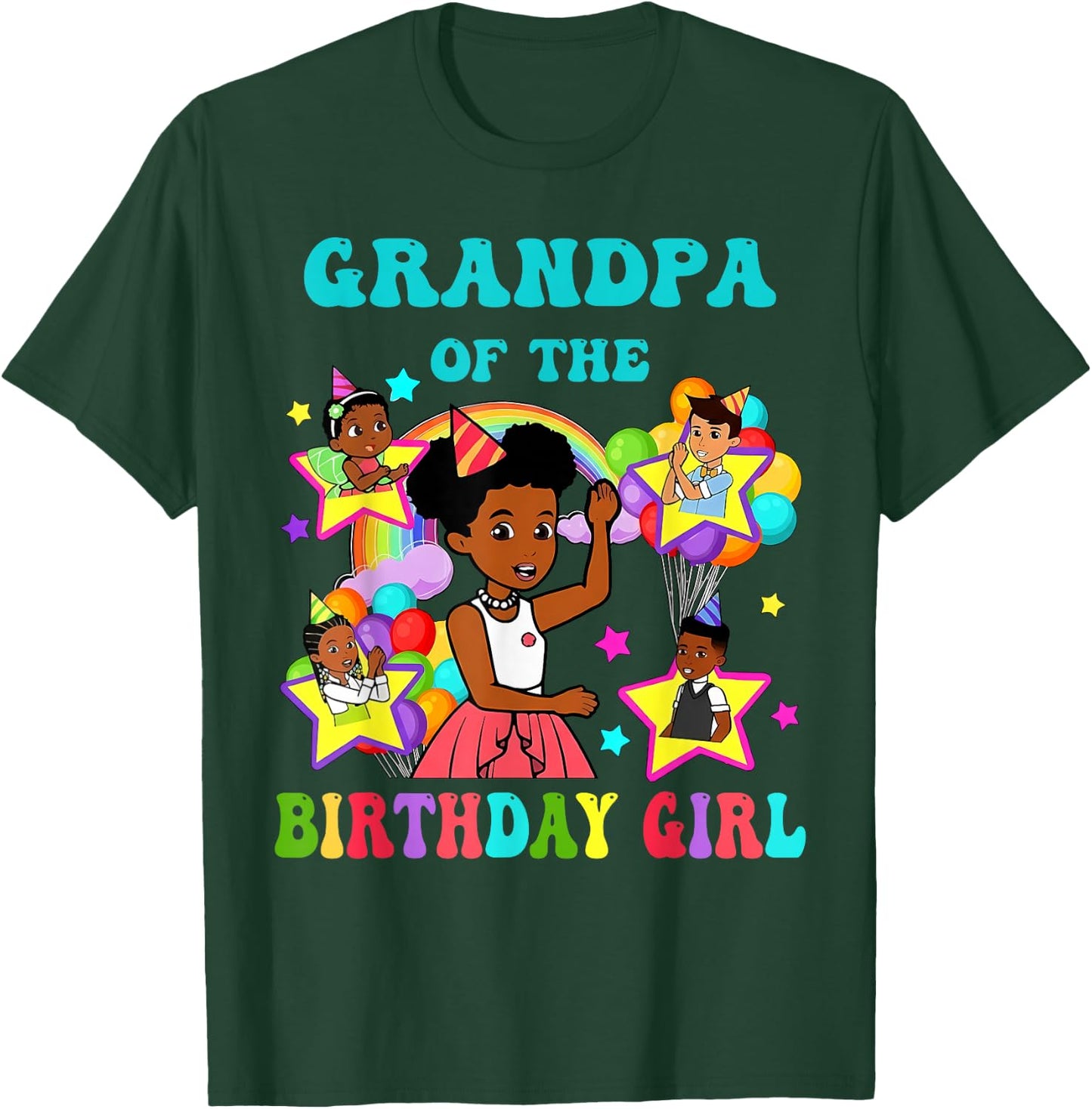 Grandpa of Birthday Girl Gracie Pink Doll Family Decorations T-Shirt - T-Shirt | Forest