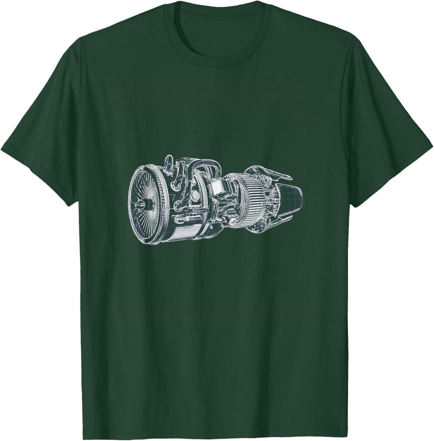 Jet Engine Blueprint Amazing - Engineers / Mechanics T-Shirt - T-Shirt | Forest