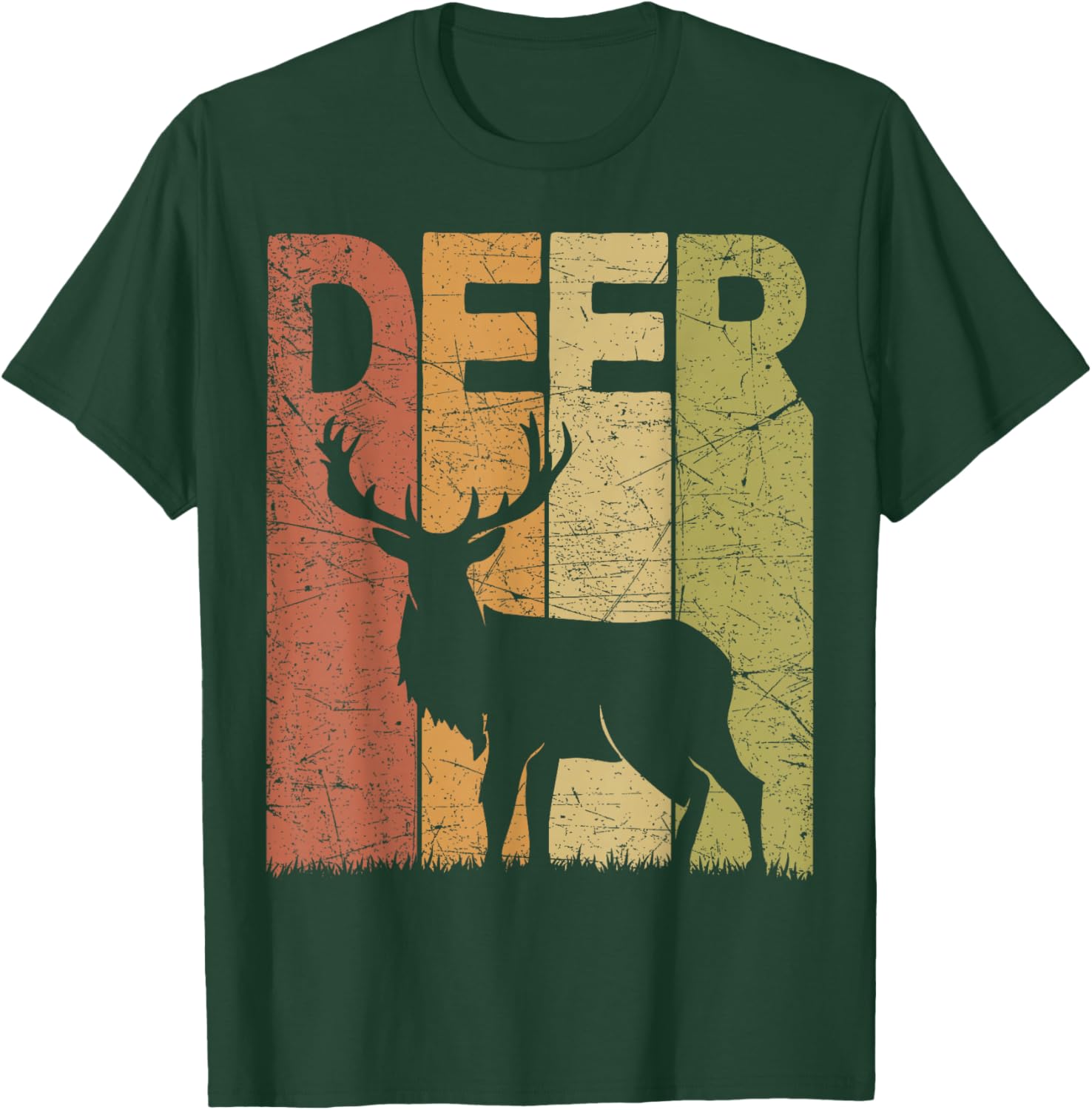 Deer Hunt Vintage Deer Retro Designs -Adults Kids Deer Graphic Retro Throwback Lettering Black Small Short Sleeve T-Shirt - T-Shirt | Forest
