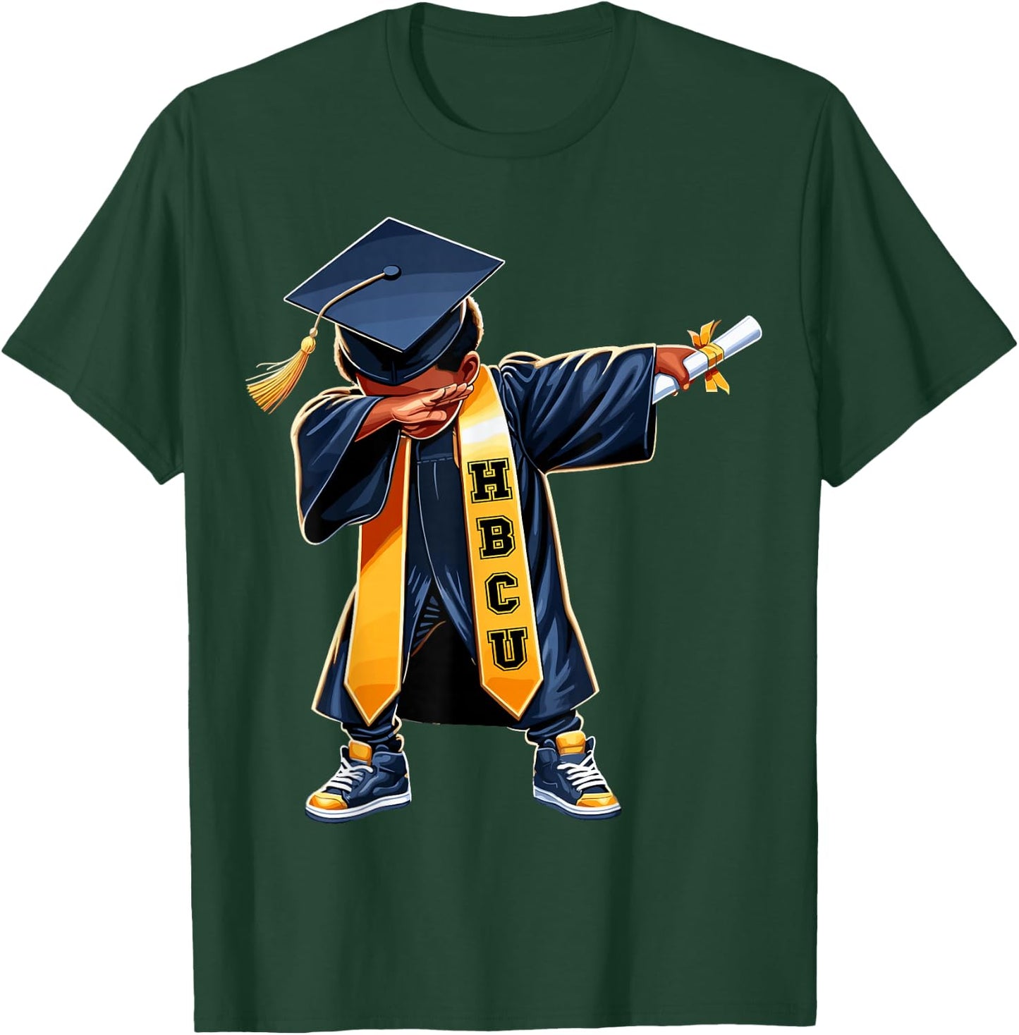 Kids HBCU Funny Boys Grad Dabbing Graduation T-Shirt - T-Shirt | Forest