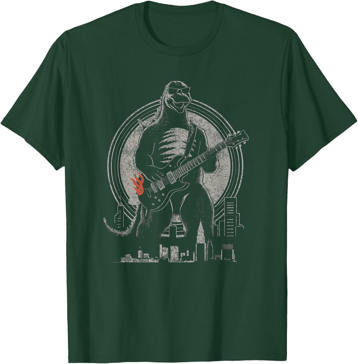 Theater Of Oneness - Music Dinosaur Guitar Funny Vintage Guitar Graphic Rock Guitarist , Small, Black T-Shirt - T-Shirt | Forest