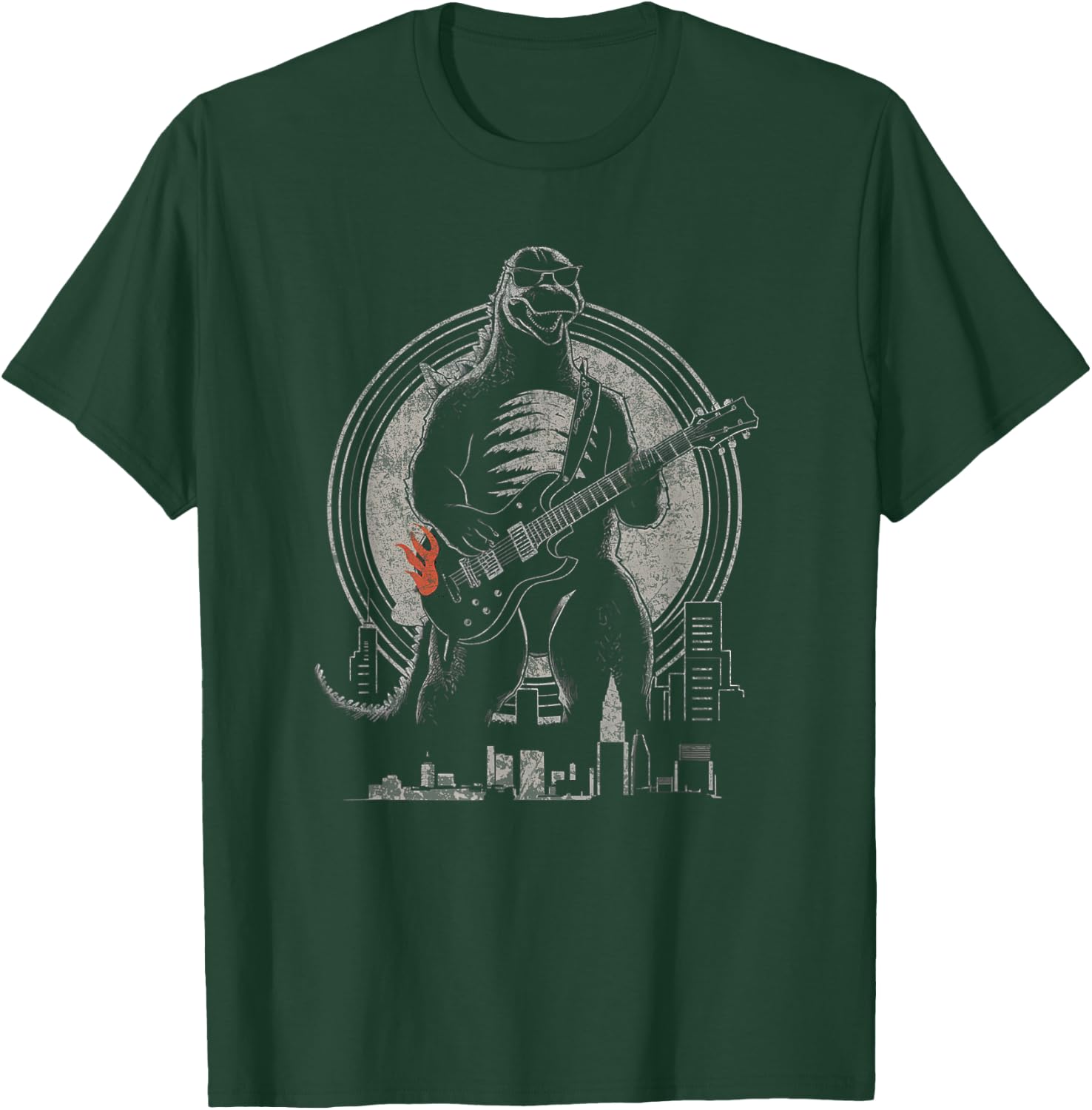 Theater Of Oneness - Music Dinosaur Guitar Funny Vintage Guitar Graphic Rock Guitarist , Small, Black T-Shirt - T-Shirt | Forest