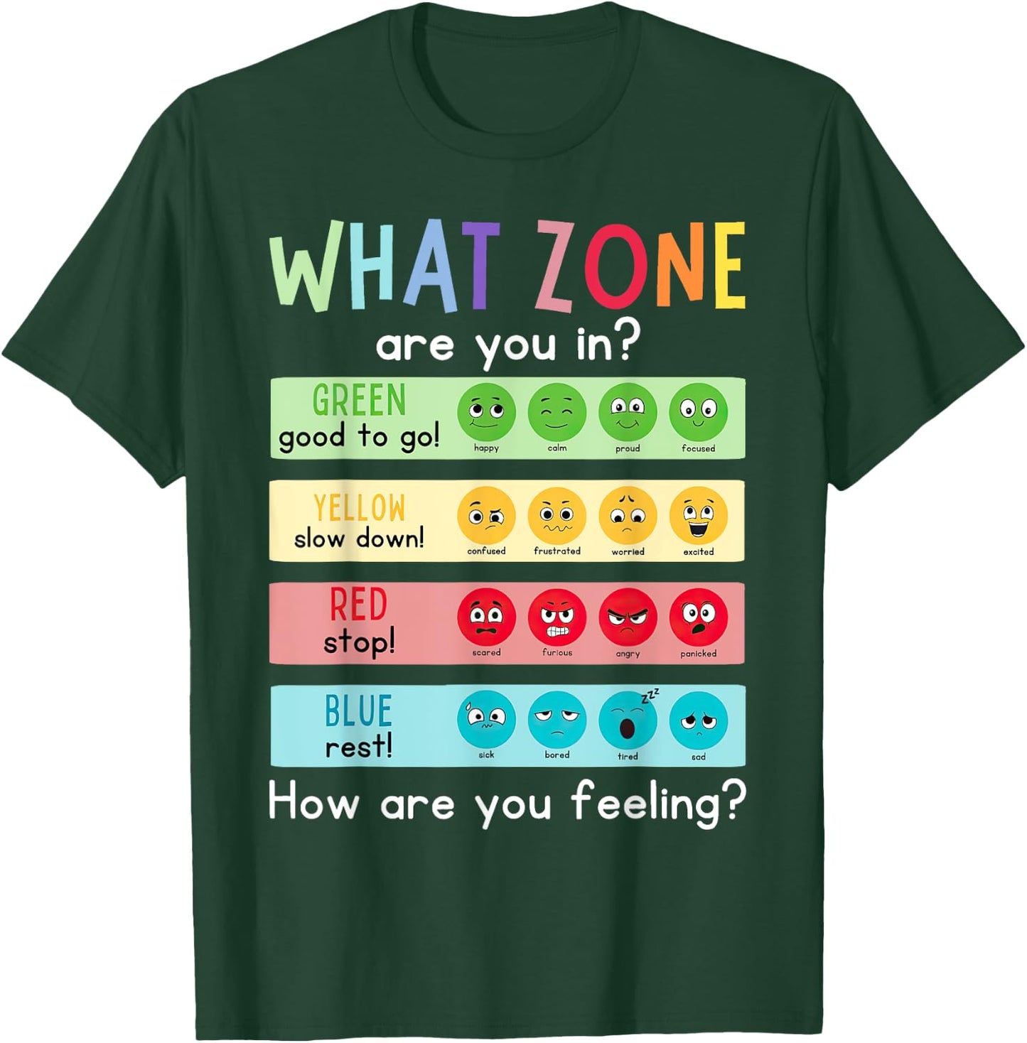 What Zone Are You In How Are You Feeling Funny Quote T-Shirt - T-Shirt | Forest