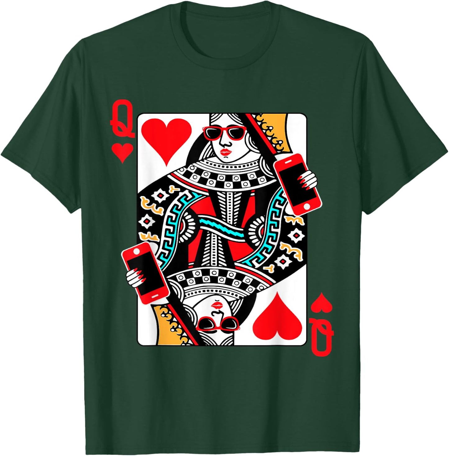 Qween Q of Hearts Funny Girls Blackjack Poker Casino T-Shirt - T-Shirt | Forest