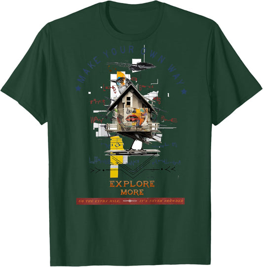 Bird | Backprint | Art Graphic Animal Artwork Bird T-Shirt - T-Shirt | Forest