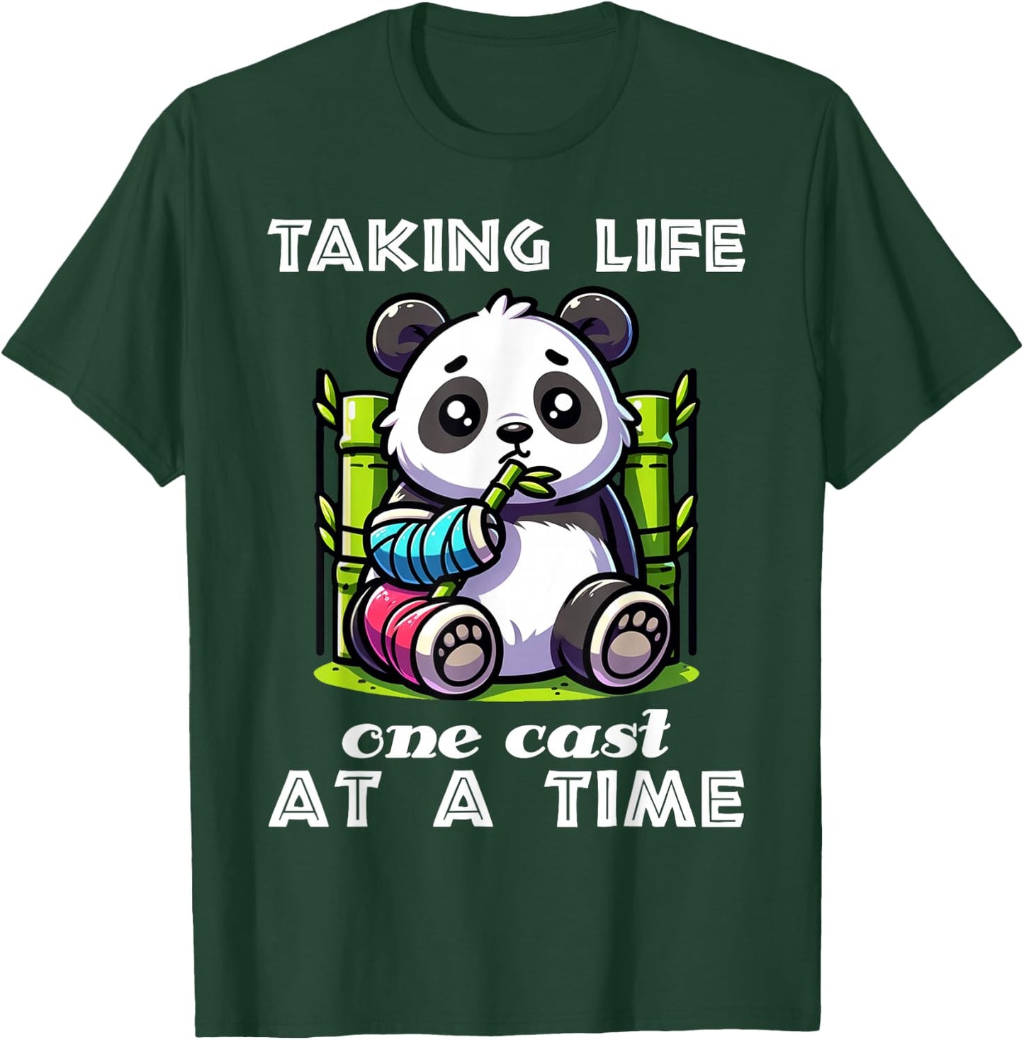 Taking Life One Cast At A Time Broken Arm Gifts For Kids T-Shirt - T-Shirt | Forest