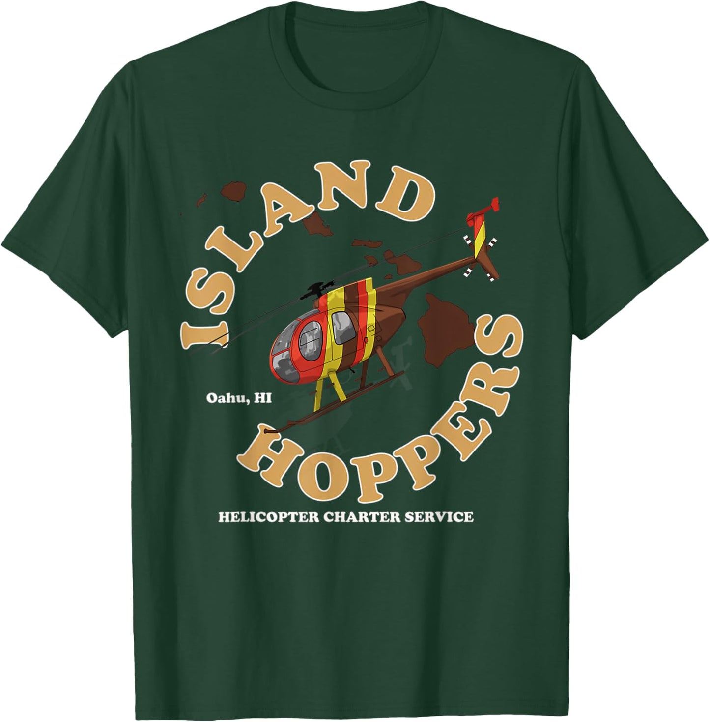 Magnum Island Helicopter Charter Service Hoppers T-Shirt - T-Shirt | Forest