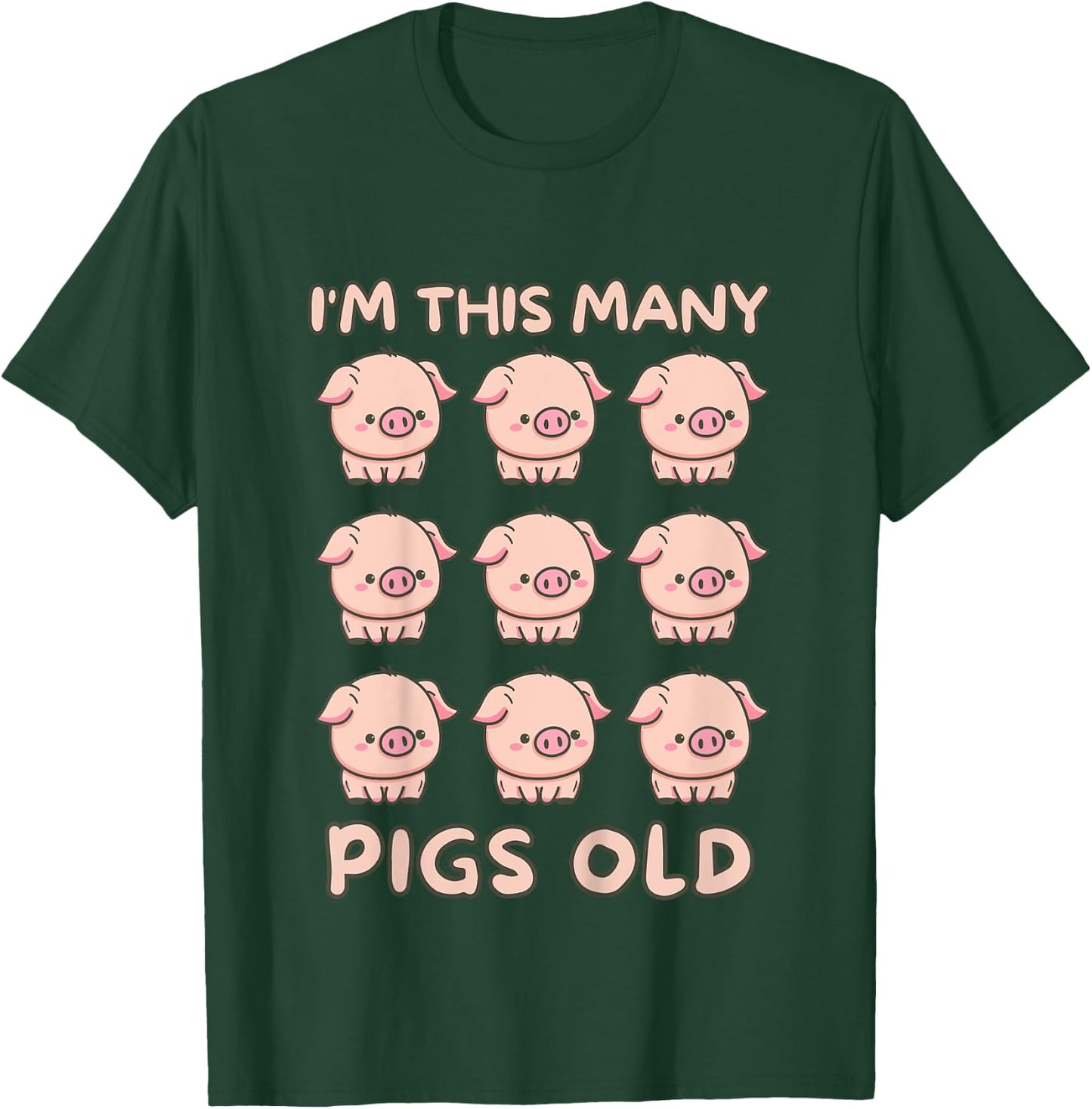 I'm This Many Pigs Old - 9th Birthday Pig 9 Years Old Bday T-Shirt - T-Shirt | Forest