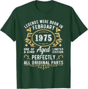 Legends Were Born In February 1975 Vintage 1975 Birthday T-Shirt - T-Shirt | Forest