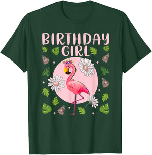Flamingo Lover Birthday Girl - Floral Flamingo Birthday Girl T-Shirt - T-Shirt | Forest