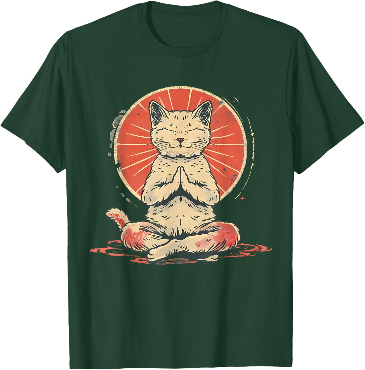 Cat Meditation Zen Buddha Spirituality Hindu Buddhist T-Shirt - T-Shirt | Forest